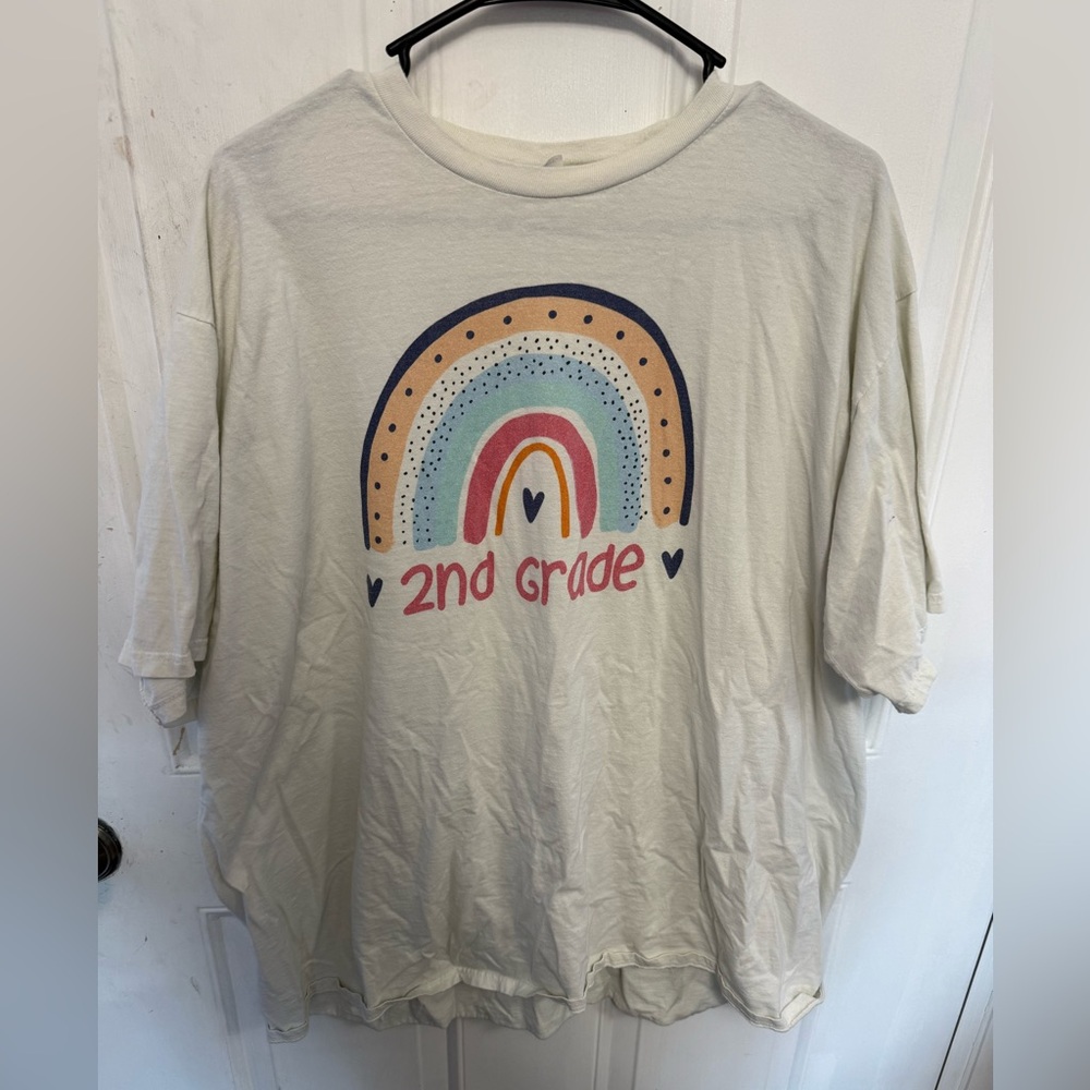Plus Size 2nd Grade Teacher Rainbow Graphic T-Shirt